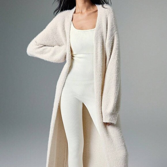 Apricot Preppy Women's Plush Extra Long Cardigan - Picture 1 of 5